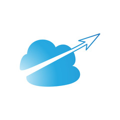 Cloud and arrow concept logo. blue color with gradients.vector eps10.editable