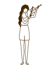 silhouette of woman with fiddle on white background