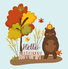 hello autumn season flat design