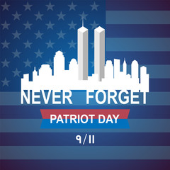 Fototapeta premium 9/11 Patriot Day ,September 11 ,Never forget Twin Tower in New York City Skyline. Vector illustration background with abstract city skyline