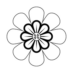 flower nature floral decoration cartoon in black and white