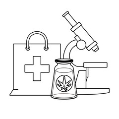 cannabis martihuana sativa hemp cartoon in black and white