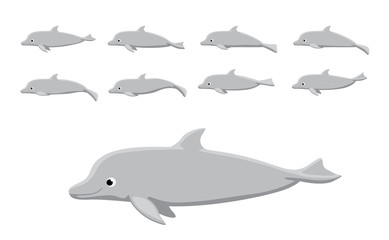 Dolphin Swimming Animation Sequence Cartoon Vector Illustration