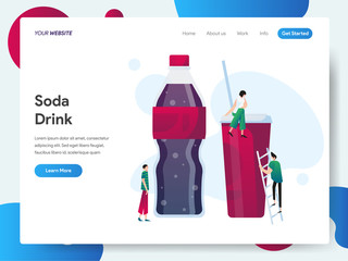 Landing page template of Soda Drink Illustration Concept. Modern design concept of web page design for website and mobile website.Vector illustration EPS 10