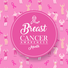 Breast Cancer awareness diverse pink women card