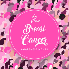 Breast Cancer awareness diverse pink women card