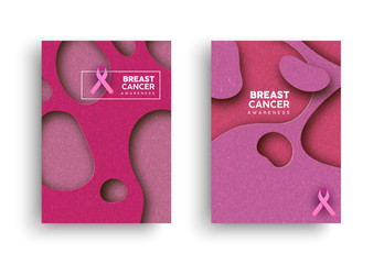 Papercut breast cancer awareness pink card set
