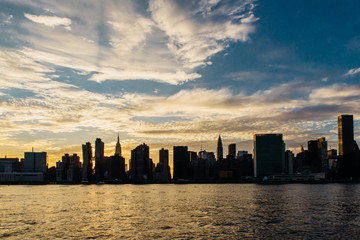 Manhattan skyline view  at dusk from Long Island CIty