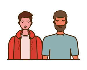 young men on white background