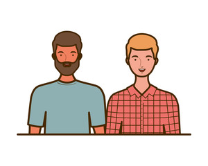 young men on white background