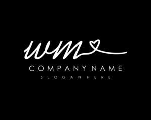 WM Initial handwriting logo vector