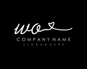 WO Initial handwriting logo vector
