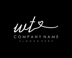 Fototapeta premium WT Initial handwriting logo vector