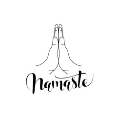 Linear namaste icon from India and holi outline collection. Thin line namaste icon isolated on white background. namaste trendy illustration
