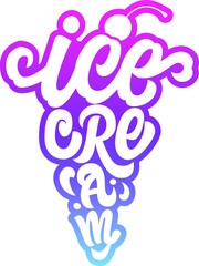 Ice cream text. Hand Lettering. Vector logo