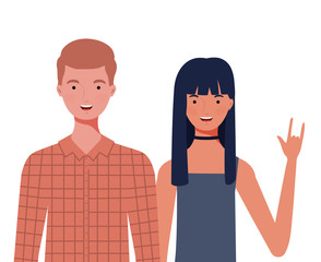 couple of people smiling on white background