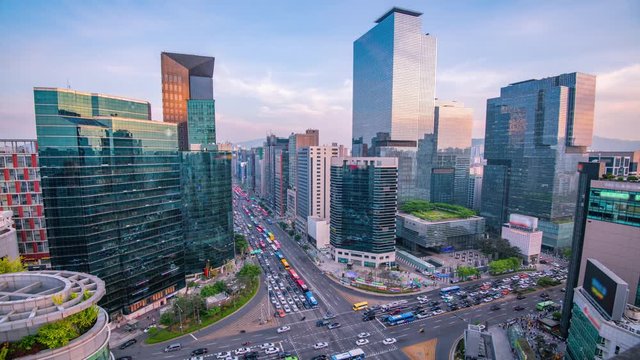 view of downtown at gangnam sqare in seoul city south korea
