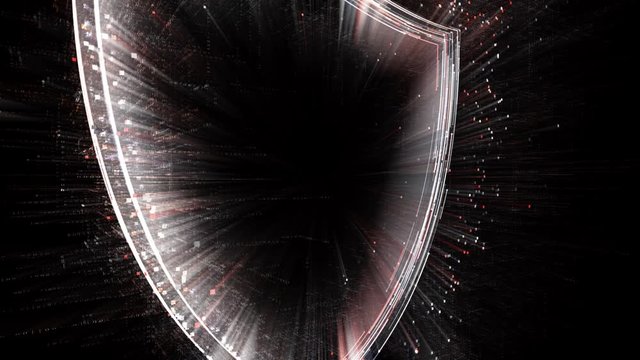 4k Shield protection security data encryption logo tag cloud,binary computer code.The Matrix binary text design animation,changing from zero to one digits,abstract tech background.