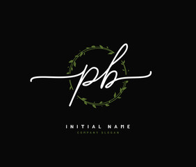 P B PB Beauty vector initial logo, handwriting logo of initial signature, wedding, fashion, jewerly, boutique, floral and botanical with creative template for any company or business.