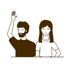 silhouette of couple of people standing on white background