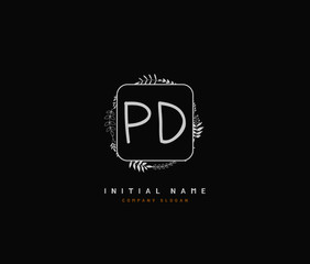 P D PD Beauty vector initial logo, handwriting logo of initial signature, wedding, fashion, jewerly, boutique, floral and botanical with creative template for any company or business.