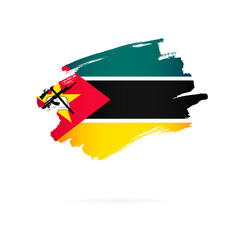 Flag of Mozambique. Vector illustration. Brush strokes