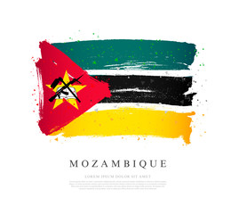 Flag of Mozambique. Brush strokes are drawn by hand
