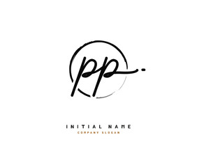 P PP Beauty vector initial logo, handwriting logo of initial signature, wedding, fashion, jewerly, boutique, floral and botanical with creative template for any company or business.