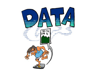 Data coming from a senior man checking his weight in connected scale