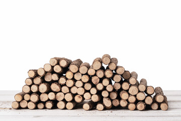 Natural Bough on wooden table, Isolate in White Background.