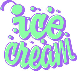Ice cream text. Hand Lettering. Vector logo