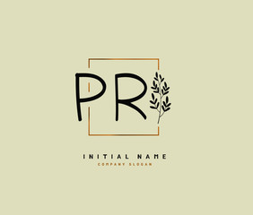 P R PR Beauty vector initial logo, handwriting logo of initial signature, wedding, fashion, jewerly, boutique, floral and botanical with creative template for any company or business