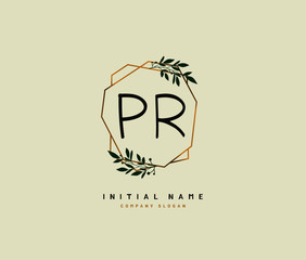 P R PR Beauty vector initial logo, handwriting logo of initial signature, wedding, fashion, jewerly, boutique, floral and botanical with creative template for any company or business
