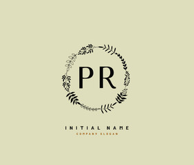 P R PR Beauty vector initial logo, handwriting logo of initial signature, wedding, fashion, jewerly, boutique, floral and botanical with creative template for any company or business