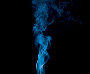 movement of Light blue smoke Abstract on black background.