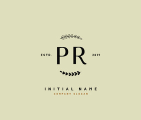 P R PR Beauty vector initial logo, handwriting logo of initial signature, wedding, fashion, jewerly, boutique, floral and botanical with creative template for any company or business