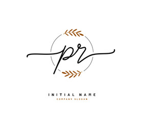P R PR Beauty vector initial logo, handwriting logo of initial signature, wedding, fashion, jewerly, boutique, floral and botanical with creative template for any company or business