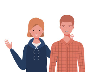 couple of people smiling on white background