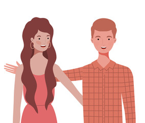 couple of people smiling on white background