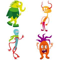 Funny monsters set/ Cartoon smiling creatures funny monsters set