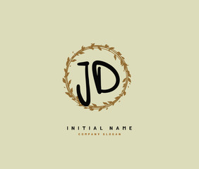 J D JD Beauty vector initial logo, handwriting logo of initial signature, wedding, fashion, jewerly, boutique, floral and botanical with creative template for any company or business