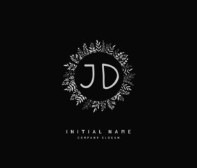 J D JD Beauty vector initial logo, handwriting logo of initial signature, wedding, fashion, jewerly, boutique, floral and botanical with creative template for any company or business