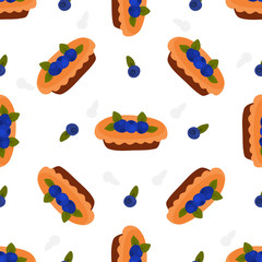 Cakes, pastries and bakery, sweet desserts vector pattern, hand drawn vector illustration. Cartoon style, design for different backgrounds. 