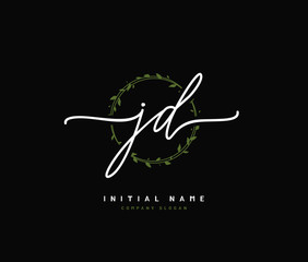 J D JD Beauty vector initial logo, handwriting logo of initial signature, wedding, fashion, jewerly, boutique, floral and botanical with creative template for any company or business