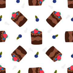 Cakes, pastries and bakery, sweet desserts vector pattern, hand drawn vector illustration. Cartoon style, design for different backgrounds. 