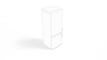Refrigerator 3d rendering isolated in white studio background