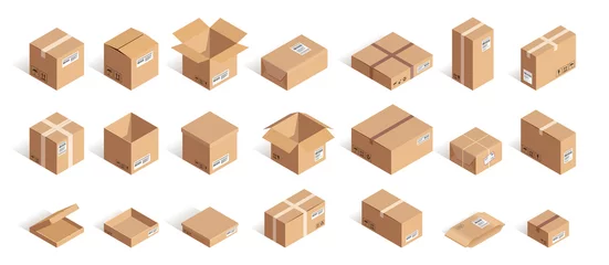 Fotobehang Big isometric delivery carton box set © Ketmut