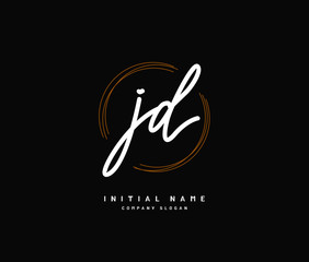 J D JD Beauty vector initial logo, handwriting logo of initial signature, wedding, fashion, jewerly, boutique, floral and botanical with creative template for any company or business