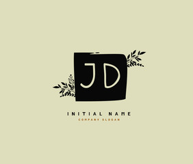 J D JD Beauty vector initial logo, handwriting logo of initial signature, wedding, fashion, jewerly, boutique, floral and botanical with creative template for any company or business