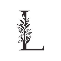 letter L of the alphabet with leaves